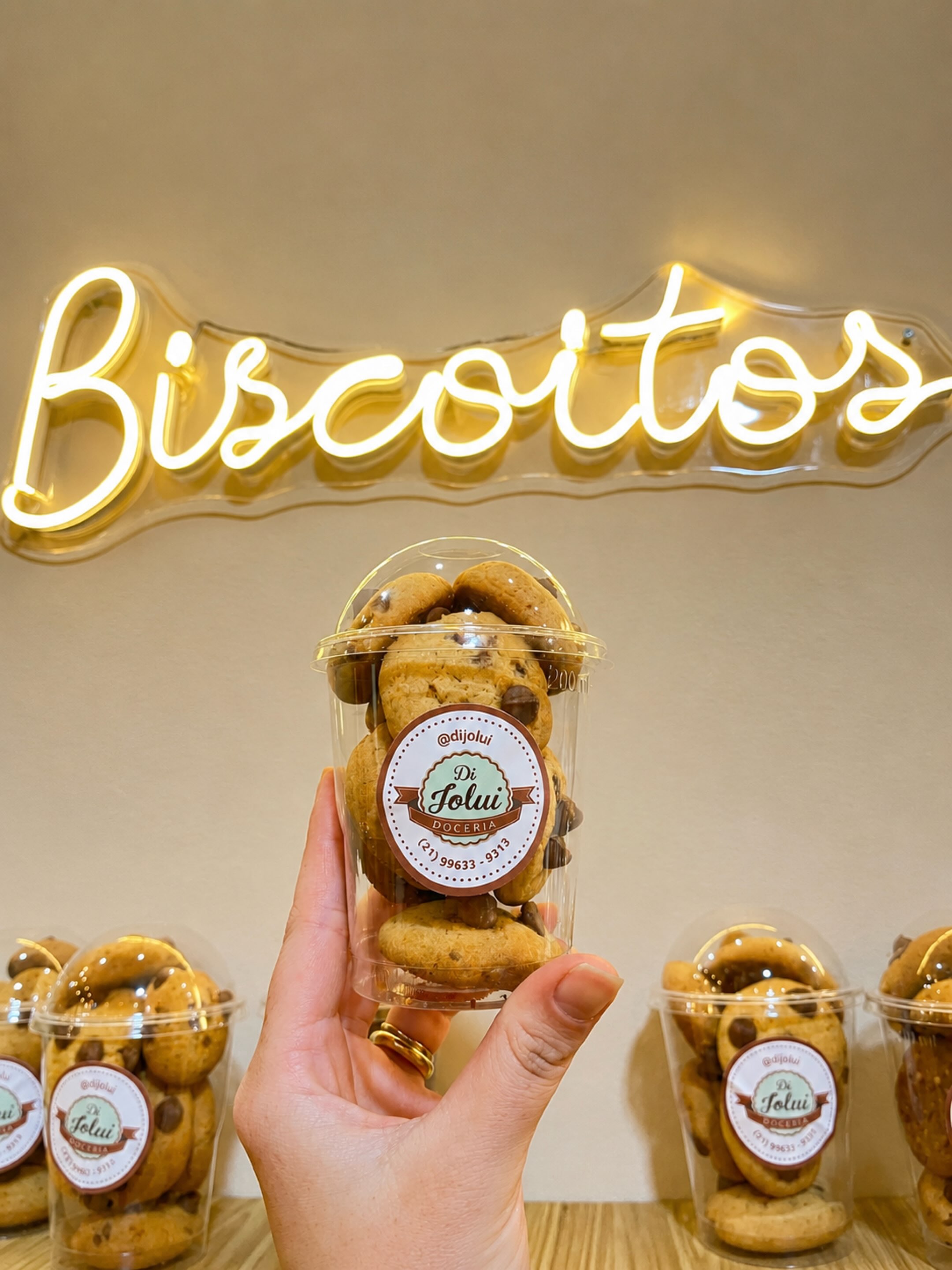 Copo de biscoitos artesanais da Di Jolui Doceria